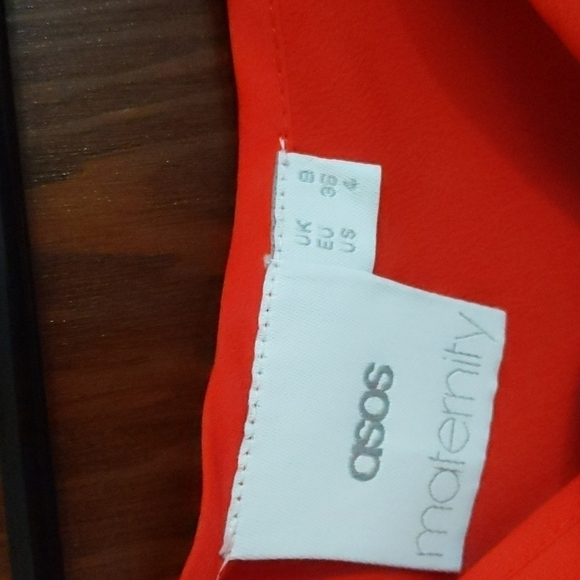 ASOS Maternity Orange Red One Shoulder or 2 Strapped Belted Dress Size 4 - Picture 4 of 10